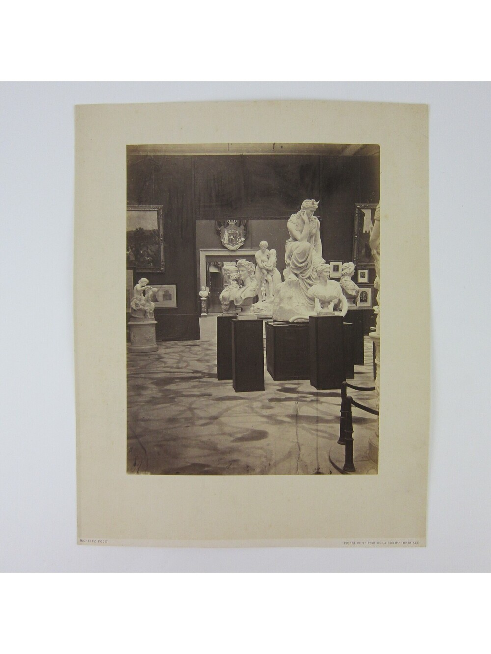 1867 Paris Worlds Fair Photo Print LARGE Sculpture Galleries Michelez Antique